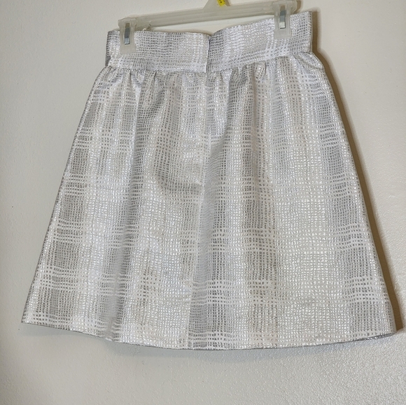 NEW Anthropologie Annie Griffin Silver Glen Plaid Metallic Skirt Circle Spin - Picture 1 of 11